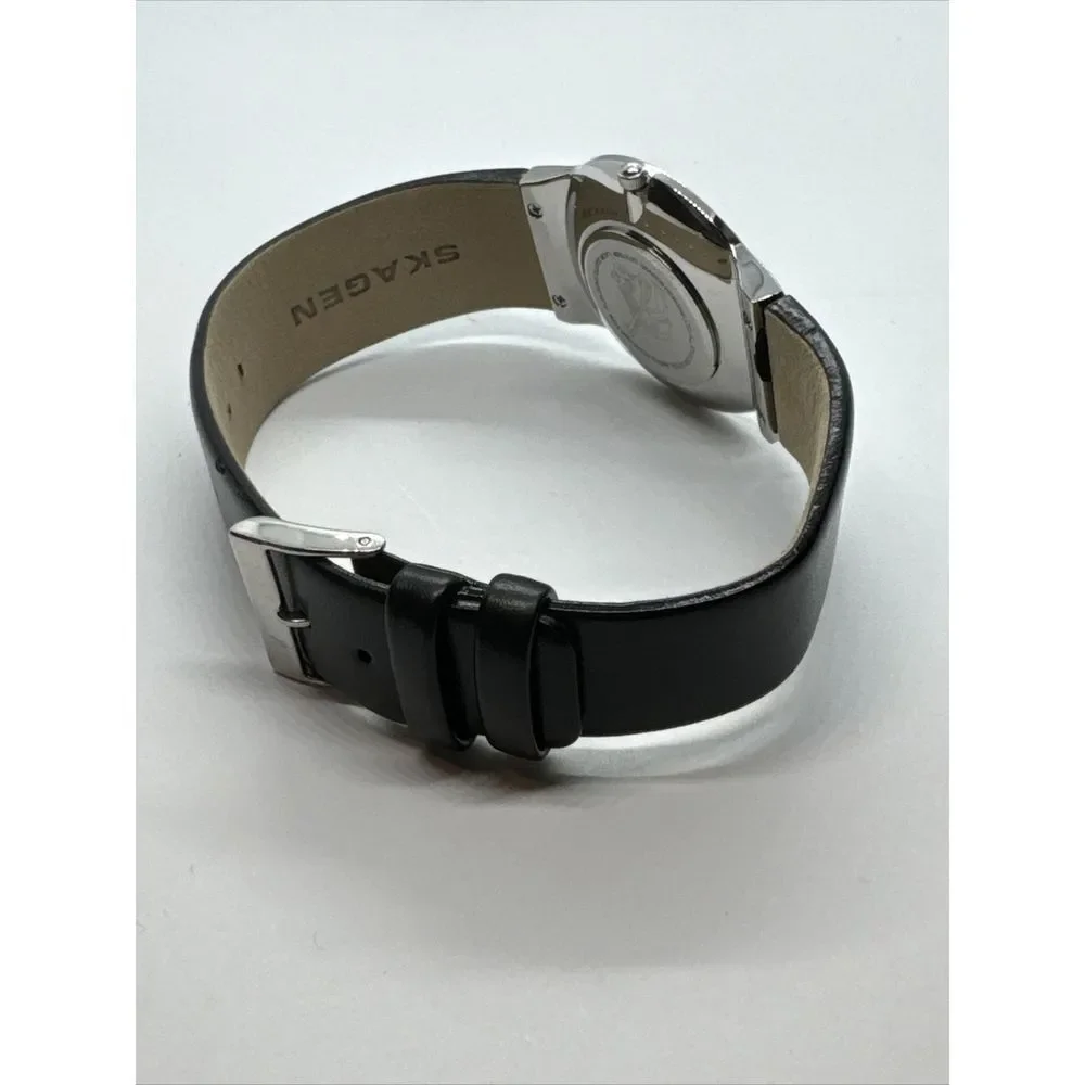 Skagen 433LSLB1 Women's Black Leather Analog Dial Quartz Wrist Watch JNA910